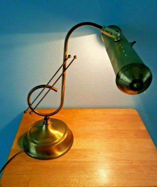 Vintage Brass Lamp Treble Clef Musical Note Organ Piano Bankers Table