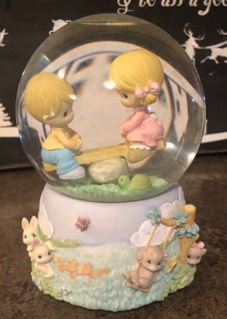 Precious Moments Snow Globe 2001 Plays While Walking In The Park One Day
