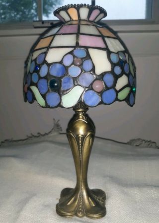 Partylite Hydrangea Tiffany Style Stained Glass Tea Light Candle Lamp