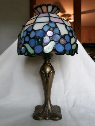 PartyLite Hydrangea Tiffany Style Stained Glass Tea light Candle Lamp 2