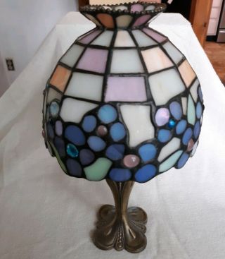 PartyLite Hydrangea Tiffany Style Stained Glass Tea light Candle Lamp 4