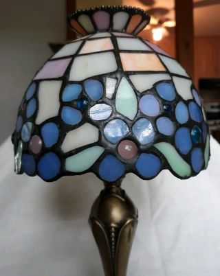 PartyLite Hydrangea Tiffany Style Stained Glass Tea light Candle Lamp 5