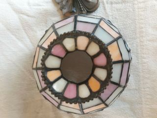 PartyLite Hydrangea Tiffany Style Stained Glass Tea light Candle Lamp 8