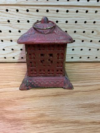 Vintage Japanese Cast Iron Pagoda Garden Lamp Lantern 5 1/2 T X 4 1/2 W