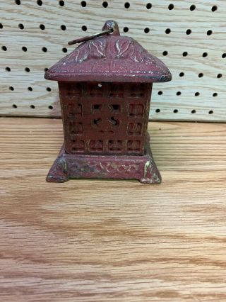 Vintage Japanese Cast Iron Pagoda Garden Lamp Lantern 5 1/2 T X 4 1/2 W 3