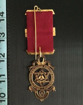 Vtg Silver Masonic Freemasons Medal Royal Arch Jewel Fratribus Honor