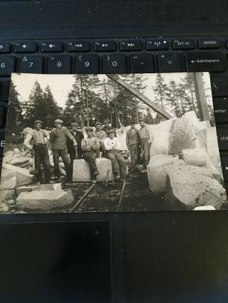 Antique Photo Postcard Rppc - Manly Men And Giant Rocks,  Norway