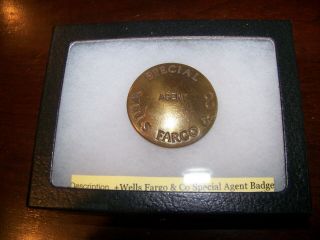Vtg Wells Fargo Express Co Special Agent Brass Badge Pin