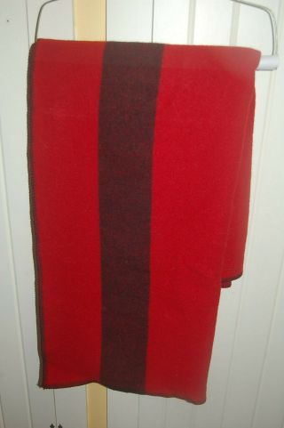 Hudson Bay - Style Blanket,  100 Wool,  Red W/ Black Stripes 50 " X 60 "