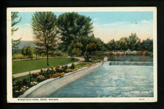 Nevada Nv Postcard Reno,  Wingfield Park View Vintage Curt Teich