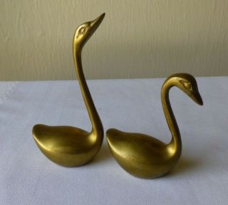 Vintage Russ Berrie Brass Swans Bird Figurines Set of 2 Collectible Figures 5