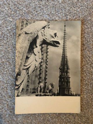 Notre Dame Postcard France Paris 50s Embossed