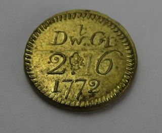 Very Rare Antique Georgian Brass Coin Weight For 1 Guinea Gold Coin W 1999 (o)