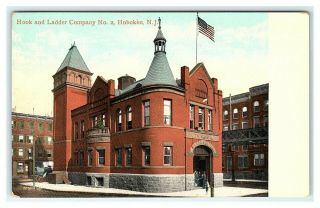 Vintage Postcard Hook And Ladder Fire Department Hoboken Jersey C3