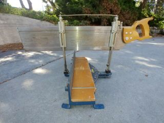Vintage/Antique Stanley 358a Miter Box with Stanley 39 - 123 Back Saw 2