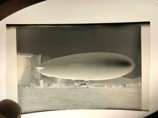 AP2 Orig Negative US Navy Airship Dirigible Blimp Zeppelin Guided By Crew 40 ' s 2