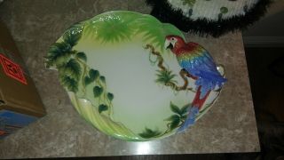 Limited Edition Franz Porcelain Rainforest Macaw Parrot Tray Platter