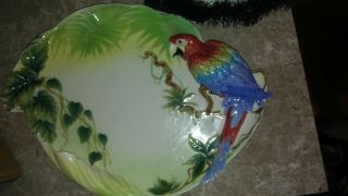 Limited Edition Franz Porcelain Rainforest Macaw Parrot Tray Platter 2