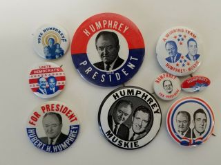 (38) 1968 Hubert Humphrey Presidential Campaign Pinback Buttons 4