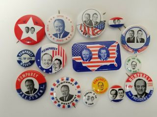 (38) 1968 Hubert Humphrey Presidential Campaign Pinback Buttons 5