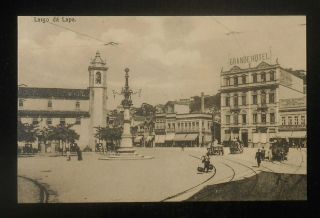 1900s Largo Da Lapa Tram Trolley Wagons Grande Hotel Rio De Janeiro Brazil Pc