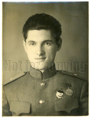 1945 Ww2 Soviet Officer Red Army Handsome Man Guy Awards Russian Vintage Photo