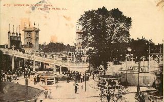 Postcard Amusement Park In Forest Park,  Forest Park,  Illinois - 1913