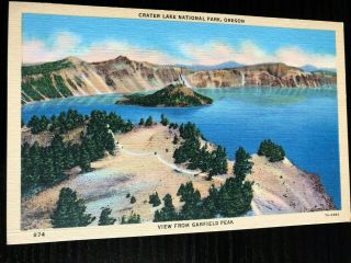 Vintage Postcard View From Garfield Peak,  Crater Lake National Park,  Oregon