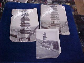 3 Rare Orig Vintage Chinese China Real Photos Wuhu Pagoda C 1910