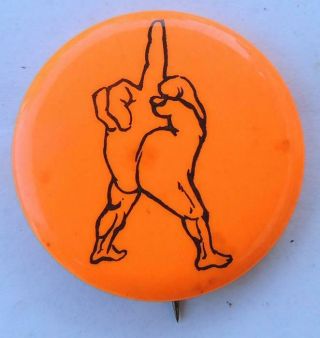 Naked Walking Middle Finger Hippie Orange Protest Cause Pinback Button Exc