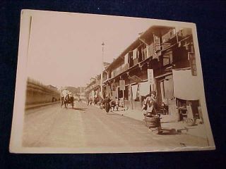 Rare Orig Vintage Chinese China Real Photo Walking On A Street C 1910