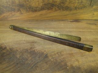 24 " Vtg Folding Caliper Ruler Square Civil War Era Brass And Wood W/ Brail Tacks