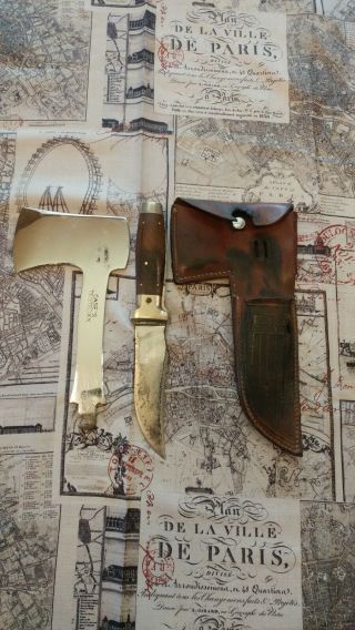 1935 Case Xx Knife Hatchet (combo Set. ) Knife,  Hatchet And Leather Sheath.