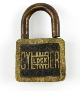 Antique Brass Cylinder Lock Padlock No Key Suitcase Luggage Chest Bicycle Lock