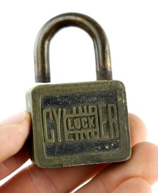 Antique Brass CYLINDER LOCK Padlock no key SUITCASE LUGGAGE CHEST BICYCLE LOCK 3