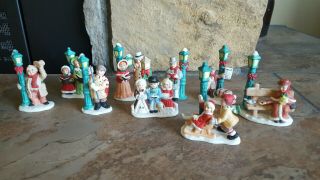 Snow Village Set Of 9 Village People,  2.  5 X 3.  5 ",  Lefton,  Pre - Owned,  Good Cond.