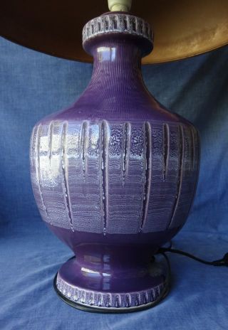 Huge Retro Vintage Ceramic Table Lamp,  Mid Century Modern,  Purple 1960s