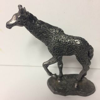 Handcrafted Pewter Giraffe Made In U.  S.  A.  3 3/4 " Tall