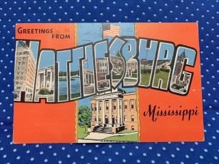 Vintage Hattiesburg Mississippi Ms City Photo 1940’s Postcard