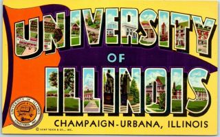 Vintage University Of Illinois Large Letter Postcard Champaign - Urbana Chrome