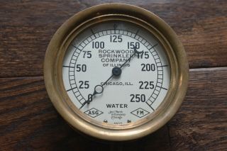 Vintage/ Antique Brass Fire Sprinkler Gauge Rockwood Water Us Gage Co