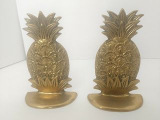 Solid Brass Pineapple Bookends With Bright Finish Rich Patina 6 " X 4 "