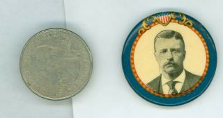 1904 Vintage President Theodore Roosevelt Political Campaign Pinback Button Blue