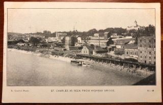St Charles As Seen From Highway Bridge Missouri Litho 1908 R Goebel