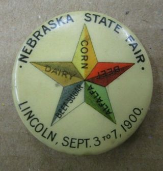 1900 Nebraska State Fair - Lincoln,  Ne Pinback Button