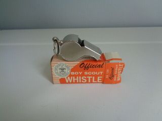 Vintage Boy Scout Official Whistle W/ Cork Ball Bsa Emblem