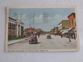 F292 Postcard Scott St Looking West Fort Frances Ontario Canada Cn On 1955