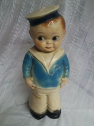 Vintage 1940 Dated Chalk Carnival Prize Sailor Figurine Approx 12 " Tall