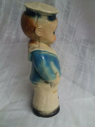 Vintage 1940 dated Chalk Carnival Prize Sailor Figurine approx 12 
