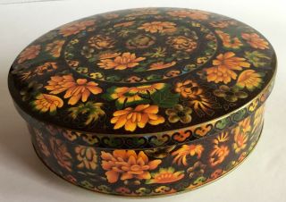 Vintage Tin Designed By Daher Long Island Made In England Floral Cloisonne